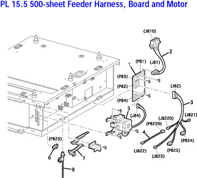 PL 15.5 500-sheet Feeder Harness, Board, Motor