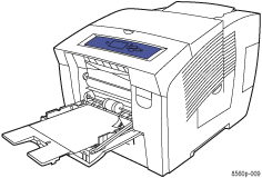 Graphic illustrates inserting paper in Tray 1.